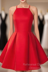 Simple Red Short Semi Formal Prom Dress, Short Red Homecoming Dress, Red Short Mini Formal Dress